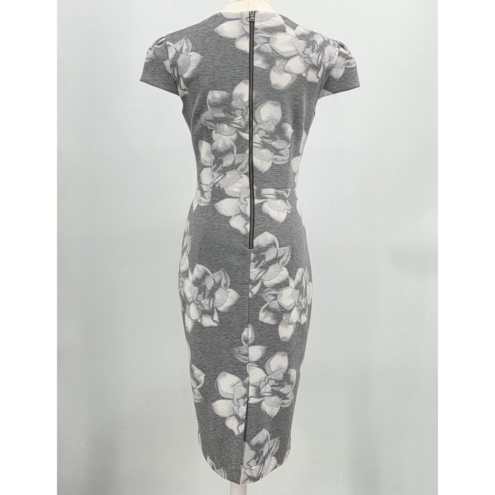 Vintage Betsey Johnson Floral Sheath Dress Women’s 2 Gray White Lined Y2K - Picture 3 of 13